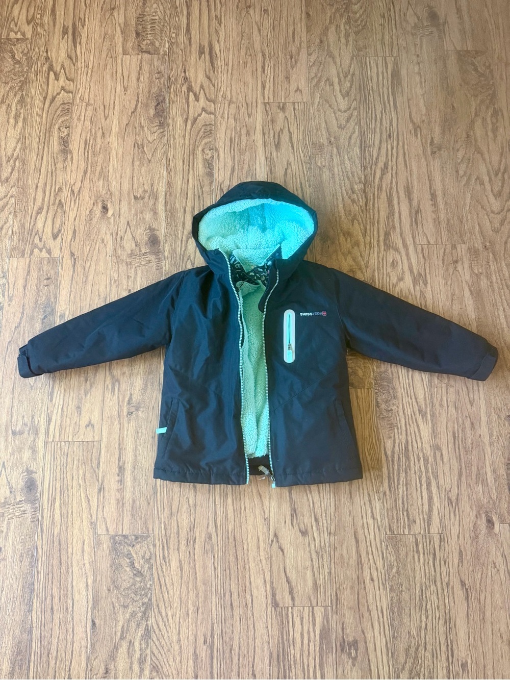 Swiss Tech Girls 4-in-1 Inner System Jacket Soft Warm Winter Hooded Coat Sz 4-5